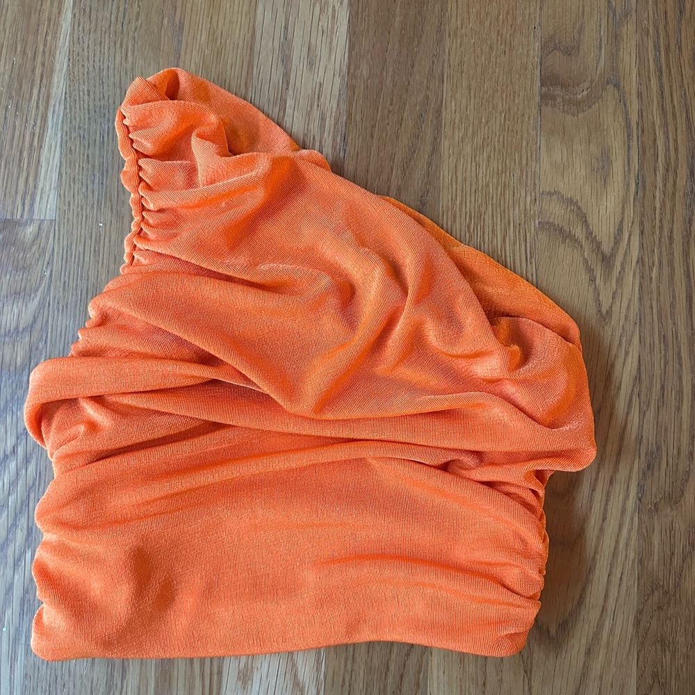 SHEIN Orange One-Shoulder Crop Top